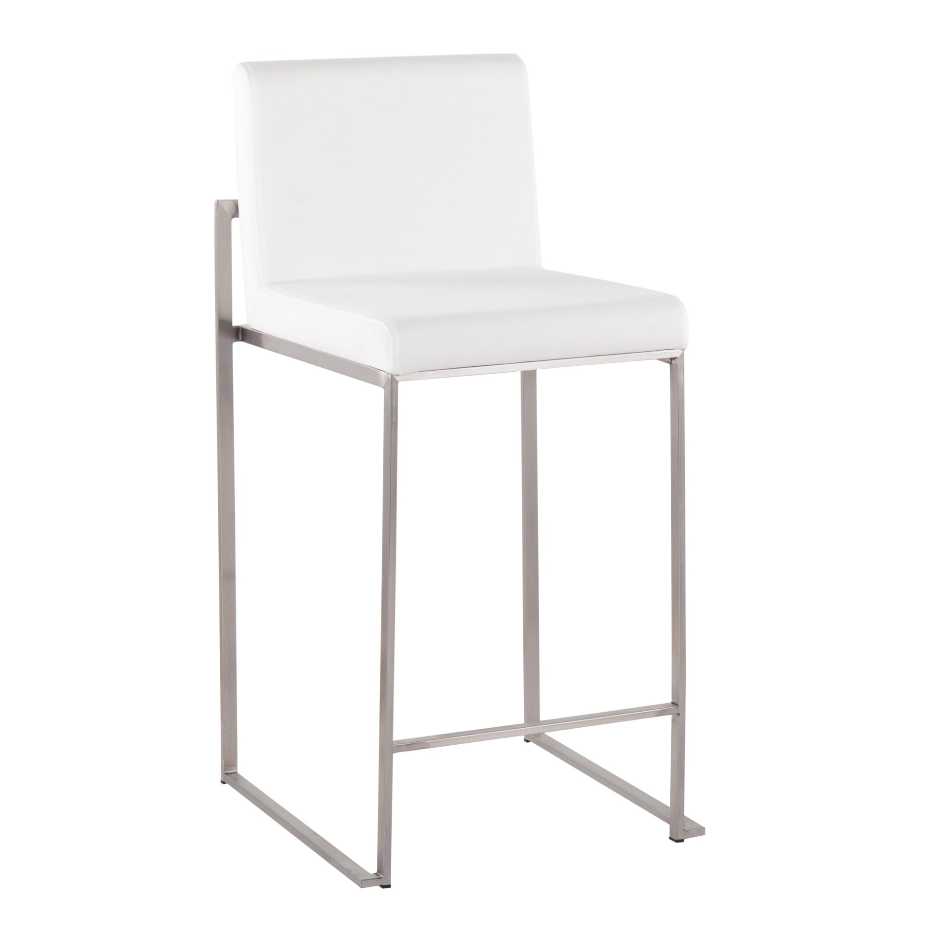 Fuji - Contemporary High Back Counter Stool (Set of 3) - White - Velvet - Image 2