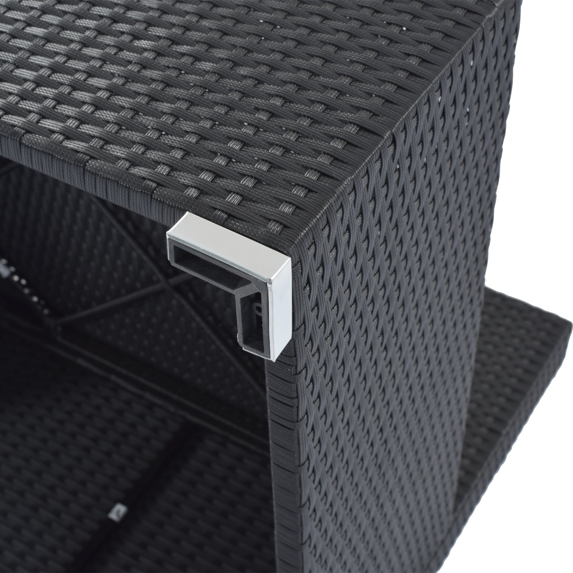 8 Pieces Outdoor Patio Furniture Sets, Garden Conversation Wicker Sofa Set, Single Sofa Combinable - Gray / Black - Image 20