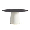 Modern Artificial Stone Round Plywood Base Dining Table, Can Accommodate 8 People, (Not Including Chairs) - Black / Beige - Image 6