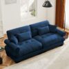 Modern Velvet 2 Seater Sofa & Bolstered Armrests And Pillows Large Size - Blue - Image 4