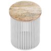Demy - Metal And Wood Accent Table - Natural / White - Image 2