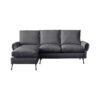 Modern Sectional Technical Leather L-Shaped Sofa Couch With Reversible Chaise Lounge - Dark Gray - Image 12
