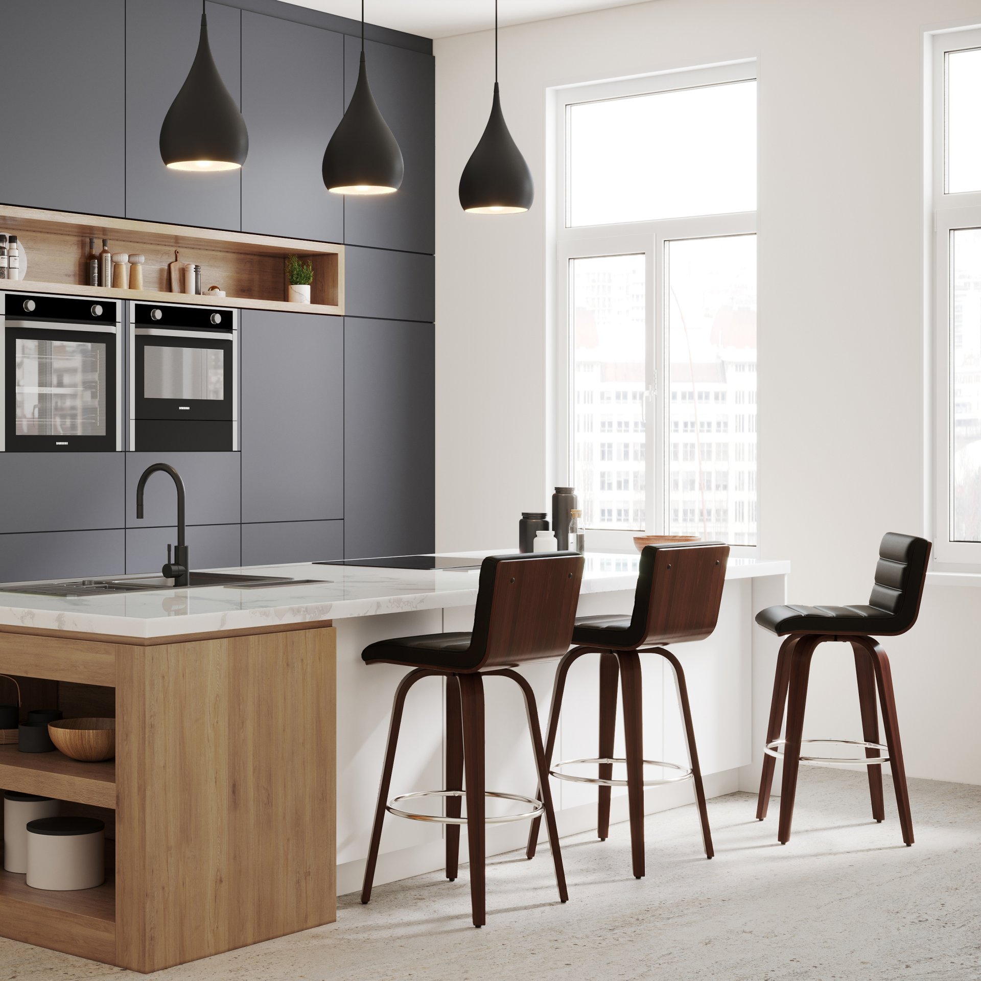 Roland - Swivel Bar Stool - Black - Image 10