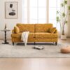 Modern Style Chenille 2 Seater Sofa With LED Light, USB Port & Storage Bag, Rubber Wood Legs - Mustard Yellow - Image 11