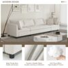 Modern Modular Sectional Oversized 4 Seat Couch Set With 4 Pillows, Minimalist Style Wide Seat Comfy Sofa - Cream - Image 8