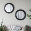 Circle Wall Mirror With Wooden Frame, Antique Classic Accent Mirror, For Living Room - Black - Image 4