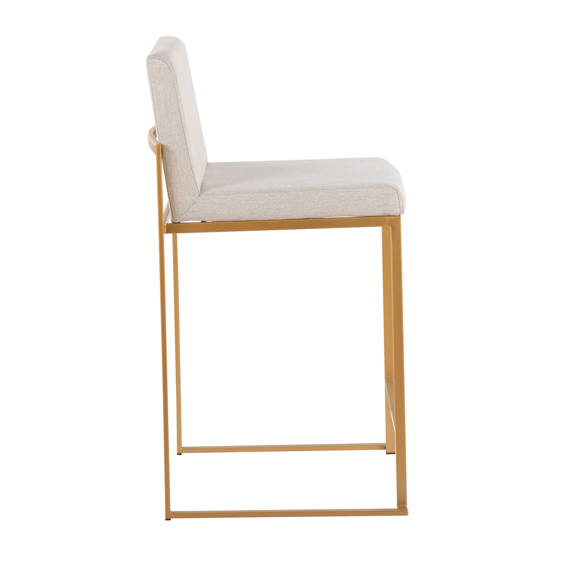 Fuji - Contemporary High Back Counter Stool (Set of 3) - Gold / Beige - Image 3