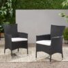 Dimensional Outdoor Dining Chair With Cushion Seat And Iron Frame, (Set of 2) - Black - Image 5