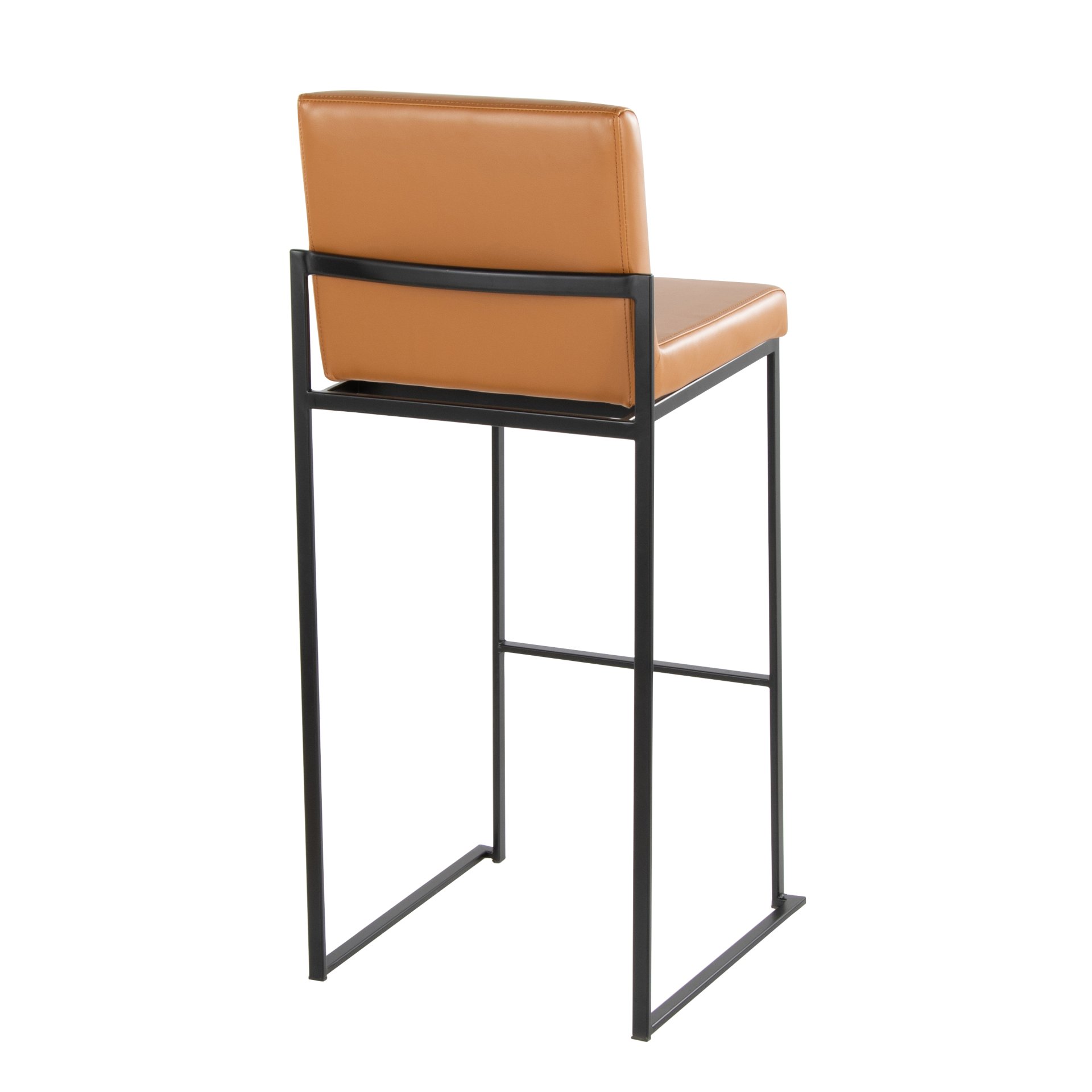 Fuji - Contemporary High Back Barstool (Set of 2) - Black / Camel - Image 4