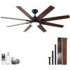 Large Ceiling Fans With Lights And Remote, Indoor / Outdoor Modern Ceiling Fan For Kitchen Living Room Patio, 6 Speed Reversible Quiet DC Motor, Dual Finish 8 Blades - Black - Image 2