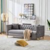 3 And 2 Seater Deep Seat Sofa With Button Nailhead, Square Arm Couches, Furniture For Living Room - Gray - Image 8