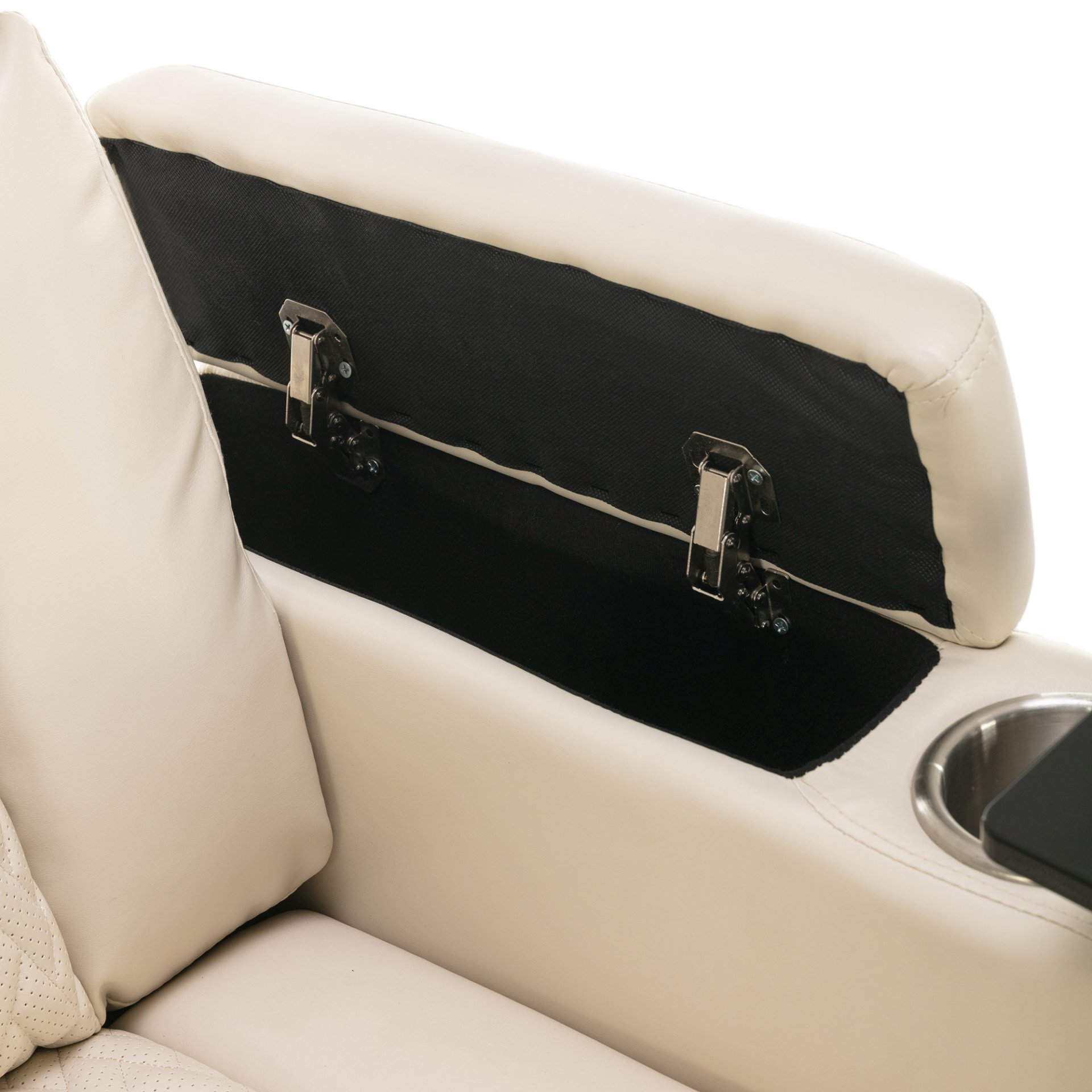 Home Theater Recliner With 270 Degree Swivel, Power Recliner With Tray Table, Phone Holder, Cup Holder, USB Port - White - Image 23