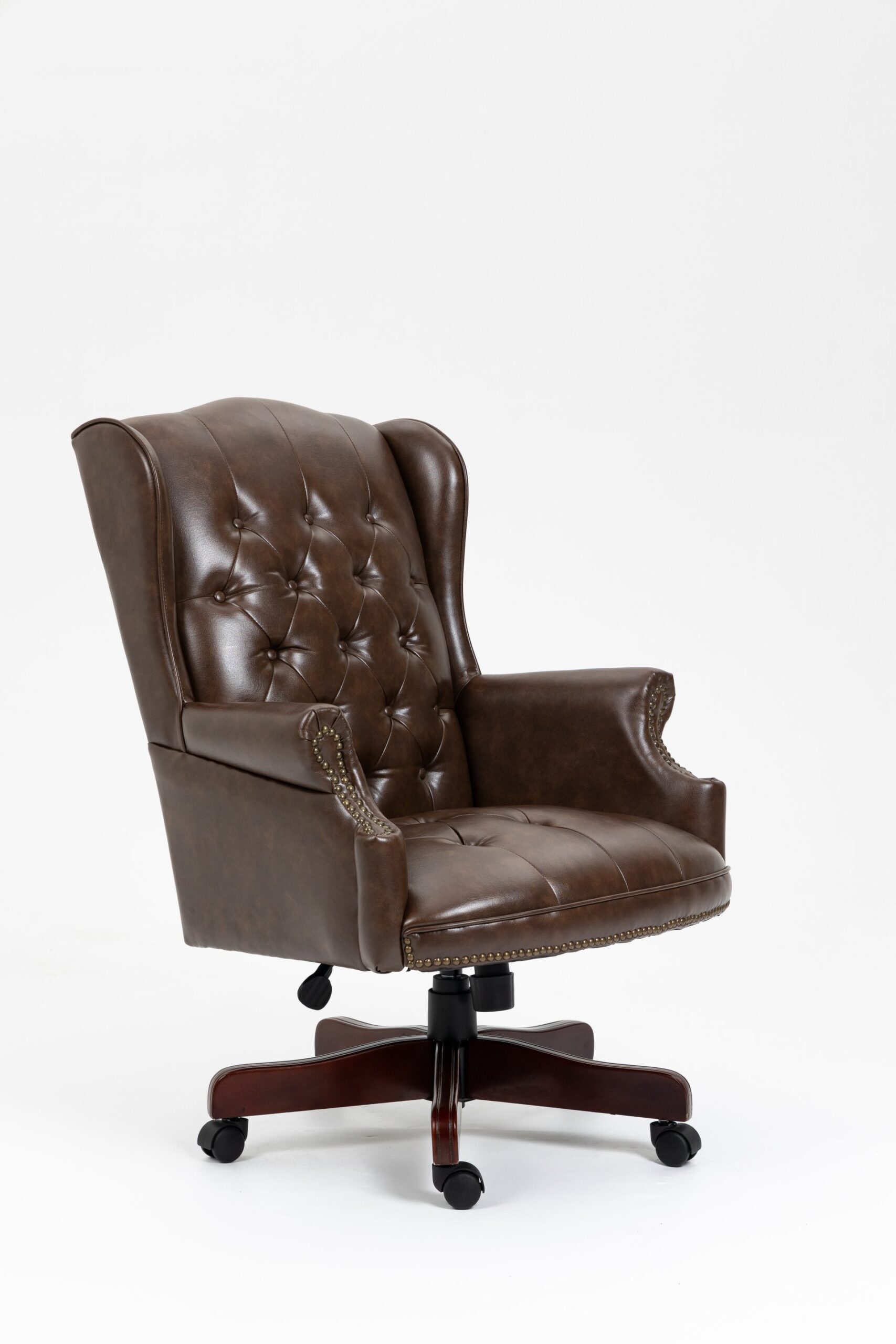 Executive Office Chair, High Back Reclining Comfortable Desk Chair With Smooth Glide Caster Wheels - Brown - Image 5