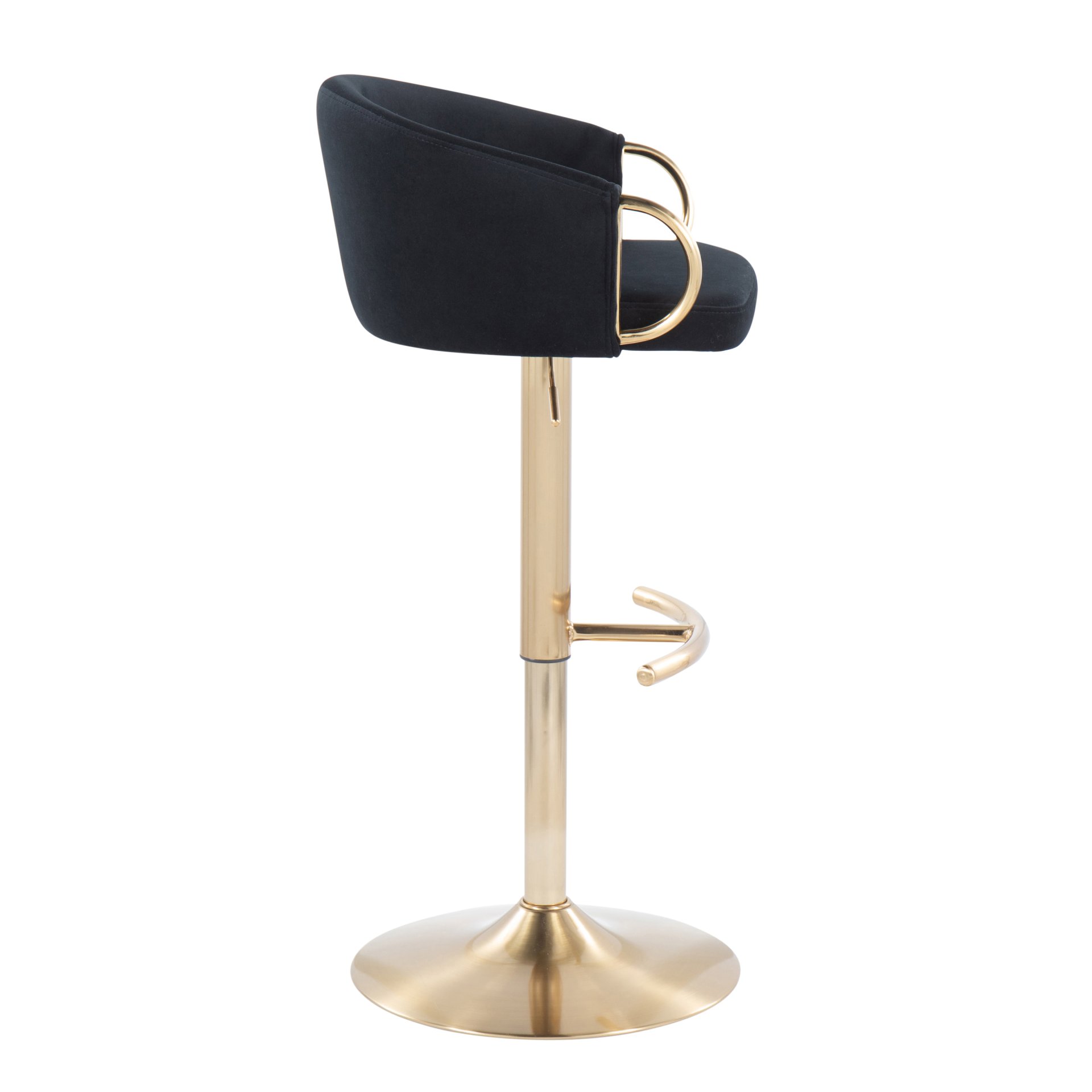 Claire - Contemporary / Glam Adjustable Bar Stool (Set of 2) - Gold / Black - Image 3