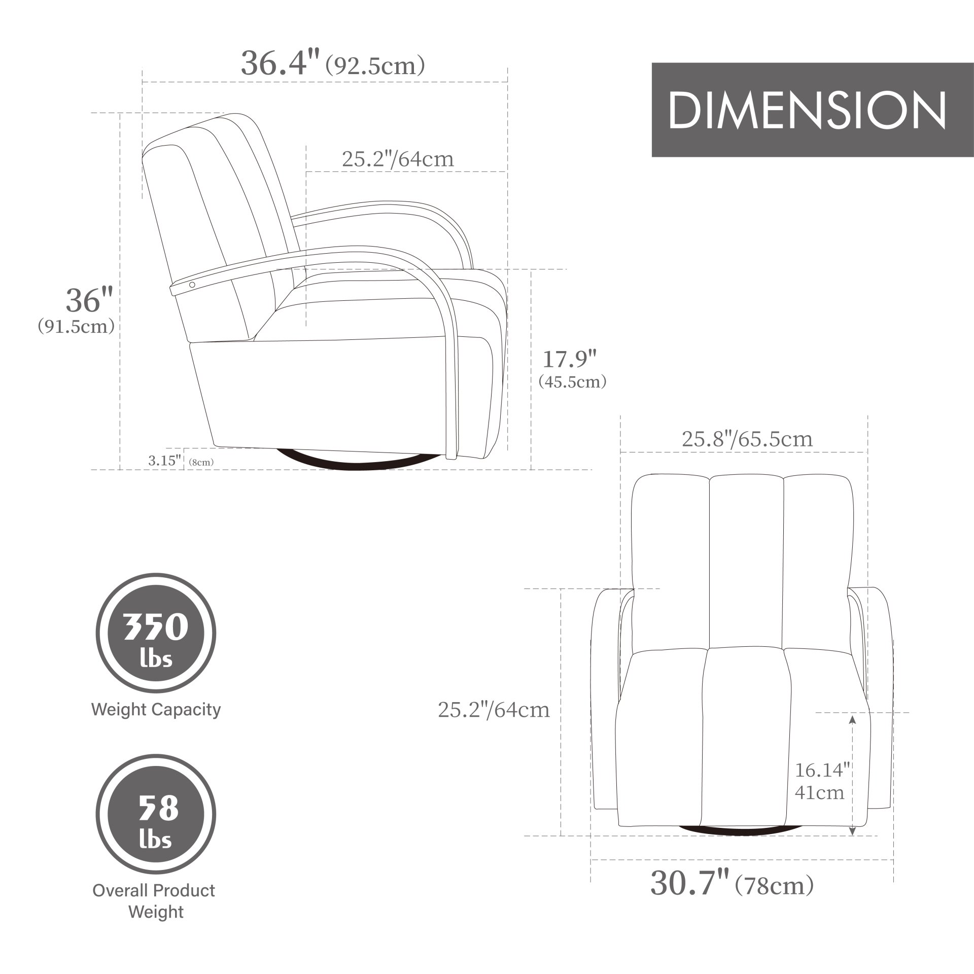 360° Swivel Accent Chair With Armrests - Charcoal - Image 3