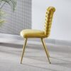 Modern Chair With Iron Tube Legs, Soft Cushions And Comfortable Backrest, Suitable For Dining Room, Living Room, Cafe, Hairball Back (Set of 2) - Yellow - Image 2
