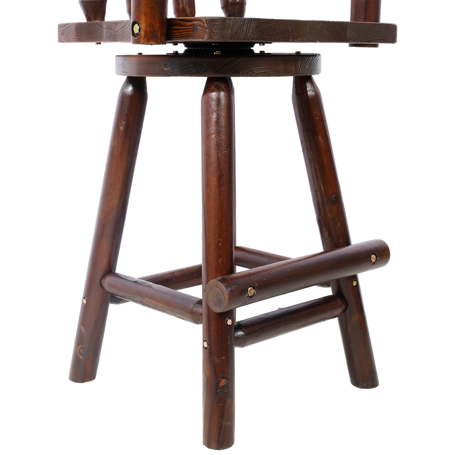 Rustic Bar Stool Fir Wood Construction, Chair With Footrest, Wide Armrest, Rustic Kitchen Stool, Tall Bistro Chair For Dining Room, Restaurant, Pub, 4 Foot - Brown - Image 16