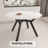 Modern Extendable Circular Dining Table With Top And Metal Legs For 4 - 6 Persons - White - Image 7