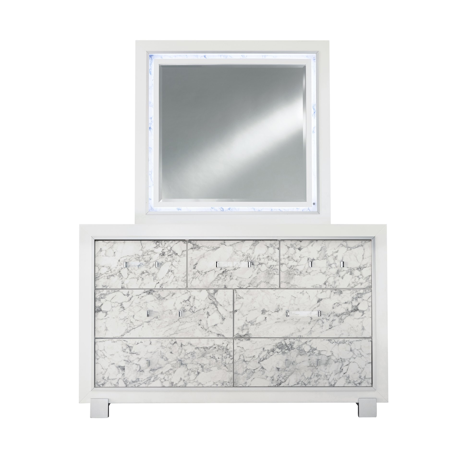 Skye - Marble Mirror - White - Image 6