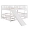 Full Over Full Low Bunk Bed With Slide, Fence And Ladder For Toddler - White - Image 8