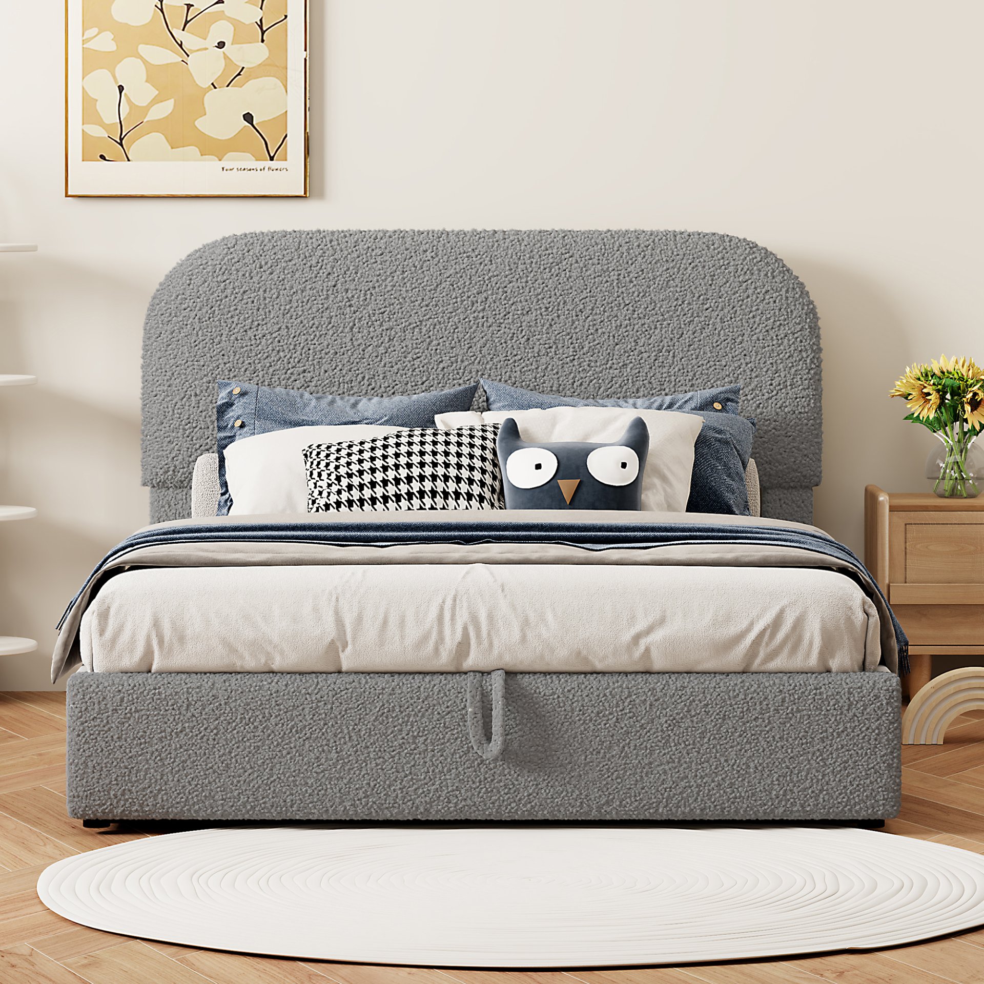 Full Size Upholstered Platform Bed With Hydraulic Storage System - Gray - Image 3