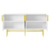 Modern Elegant 4 Door Sideboard Gold Metal Handle Buffet Cabinet For Dining Room, Living Room, Bedroom, Hallway - White - Image 13