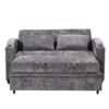 Pull Out Sofa Bed Modern Chenille Convertible Loveseat Sofa With Adjsutable Backrest, 2 Pillows, Cup Holders, USB Ports For Living Room, Apartment - Gray - Image 13