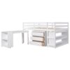 Full Loft Low Study Bed With Cabinet, Shelves And Rolling Portable Desk, Multiple Functions - White - Image 21