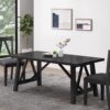 Farmhouse Style Dining Table With Wood Like Top - Matte Black - Image 2