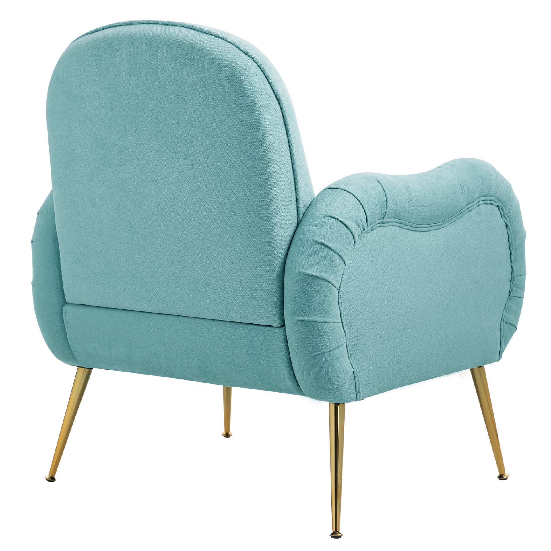 Modern Accent Chair With Metal Legs, Snowflake Fabric Armchair - Cyan - Image 9
