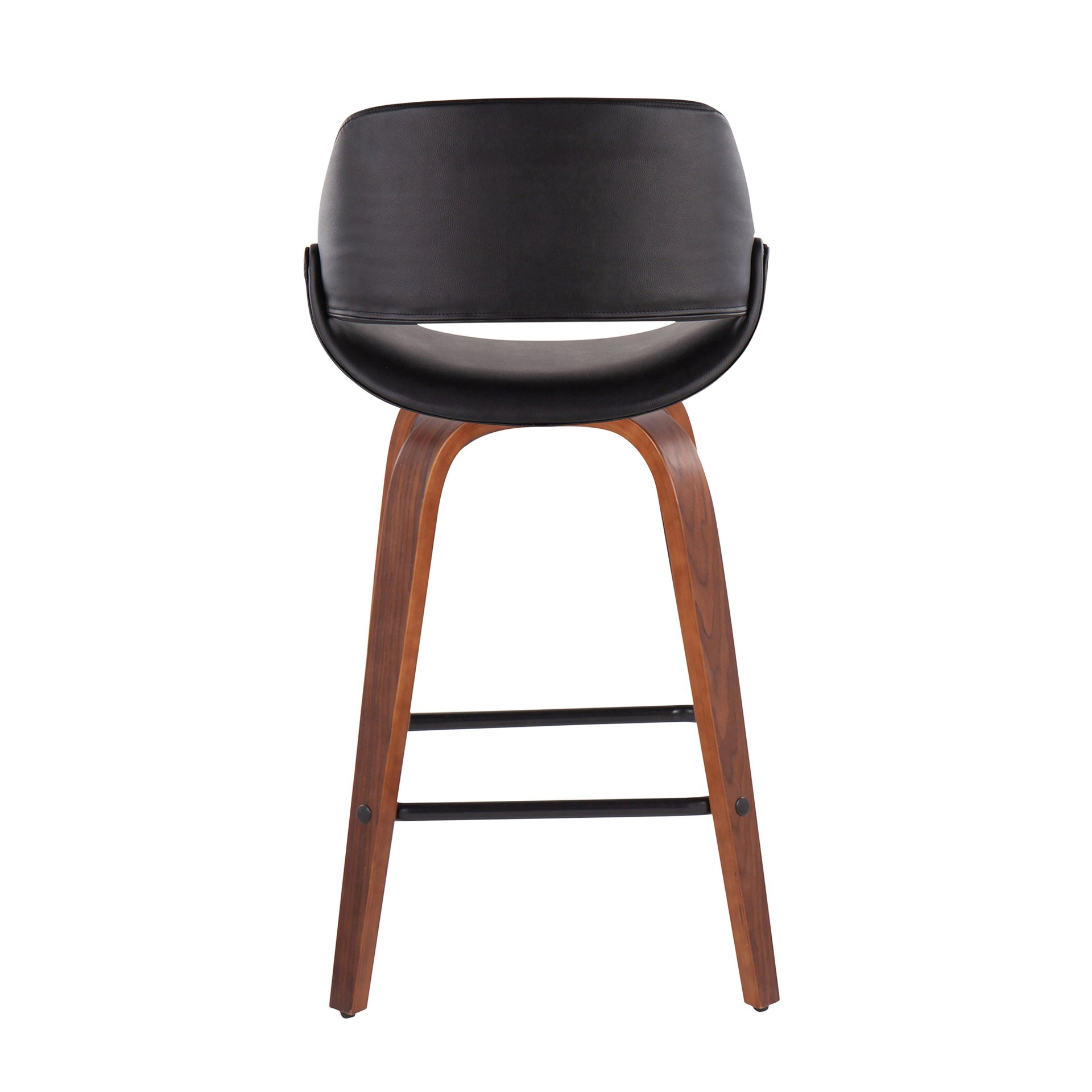 Fabrico - Mid-Century Modern Fixed Height Counter Stool With Square Footrest (Set of 2) - Walnut / Black - Image 5