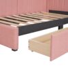 Twin Size Upholstered Daybed With 2 Storage Drawers, Sofa Bed Frame No Box Spring Needed - Pink - Image 6