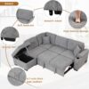 Sleeper Sofa Bed, 2 In 1 Pull Out Sofa Bed L Shape Couch With Storage Ottoman For Living Room, Bedroom Couch And Small Apartment - Gray - Image 5