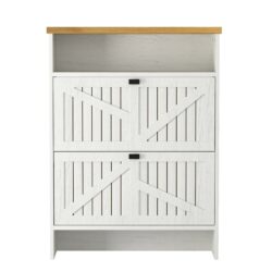 4 Layer Folding Shoe Cabinet With Metal Rounded Corners Convenient Shoe Storage - White