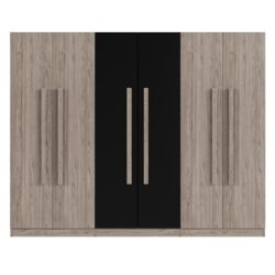 6 Doors Wardrobe Storage For Bedroom, With 2 Drawers Inside - Black / Nature
