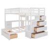 Full Over Twin Bunk Bed With Desk, Drawers And Shelves - White - Image 5