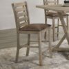 Dining Counter Height Chairs Modern Farmhouse Rustic Look Distressed Design Ladderback Solid Wood (Set of 2) - Grayish Brown - Image 2