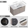 Contemporary Wall Mounted Bathroom Vanity With Resin Sink, Soft Close Doors - Khaki - Image 4