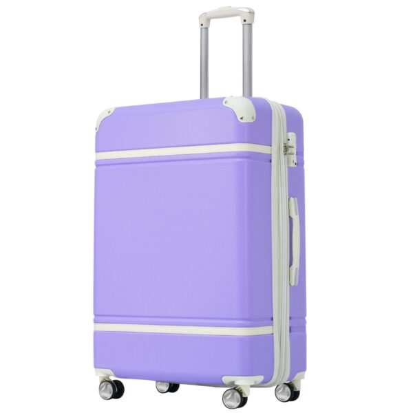 Hardshell Luggage With Tsa Lock, 24" Expandable Lightweight Suitcase With Spinner Wheels, Single Vintage Luggage - Purple