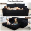 Loveseat Sofa Bed With Memory Foam & Steel Frame Convertible 2 In 1 Design Corduroy No Assembly - Black - Image 4