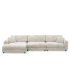 Oversized Corduroy Sectional Sofa, L Shaped Cloud Couch With USB Charging Port, Cup Holder, Deep Seat Sofa Bed With Chaise, Comfy Indoor Furniture - Beige - Image 25