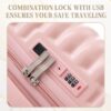 20" / 24" / 28" 3 Pieces / Set Spinner Wheel Luggage, Carry On Suitcase, With Cup Holder & USB Port & Phone Holder - Pink - Image 8