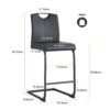 Chair Barstool Dining Counter Height Chair (Set of 2) - Black - Image 3