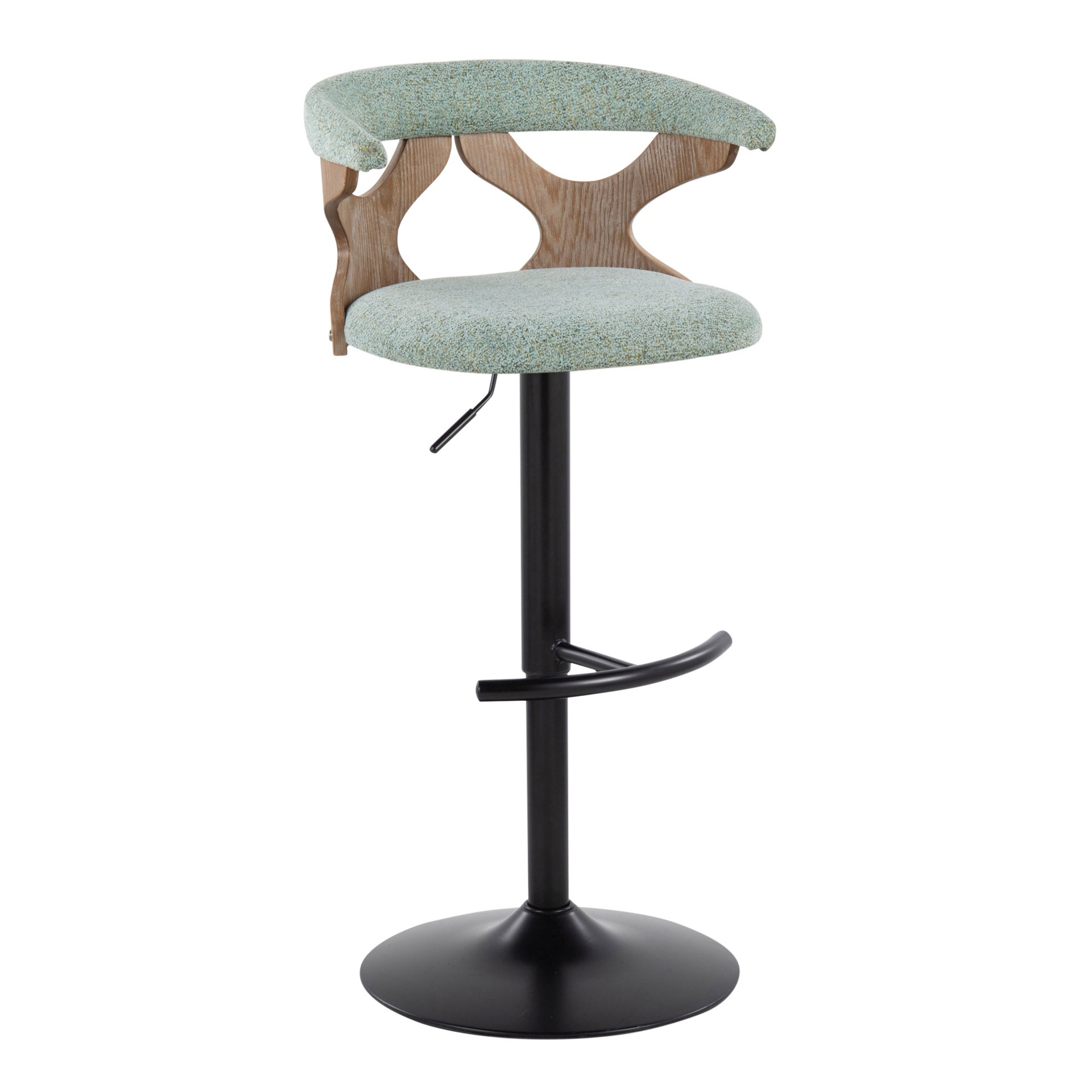 Gardenia - Contemporary Adjustable Barstool With Swivel & Rounded T Footrest (Set of 2) - Green - Image 2