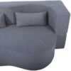2 In 1 Convertible Sofa Bed, Full Size Folding Loveseat Couch With Soft Teddy Fabric, Floor Sofa Mattress With 2 Pillows, Space Saving Futon For Small Living Room, Dorm - Gray - Image 12