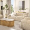 Summit - Faux Sheepskin Overstuffed Sofa - Cream Beige - Image 7