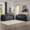 Modern Living Room Sofa Set With 2 Seater Sofas, Deep Recliner Corduroy Fabric - Gray - Image 12