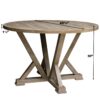 5 Pieces Table Set Round Dining Table Solid Wood Modern Farmhouse Rustic Look Distressed Look - Grayish Brown - Image 7