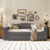 Twin Size Upholstered Daybed With Storage Armrests, Trundle And Latest Integrated Bluetooth Audio System - Gray - Image 12