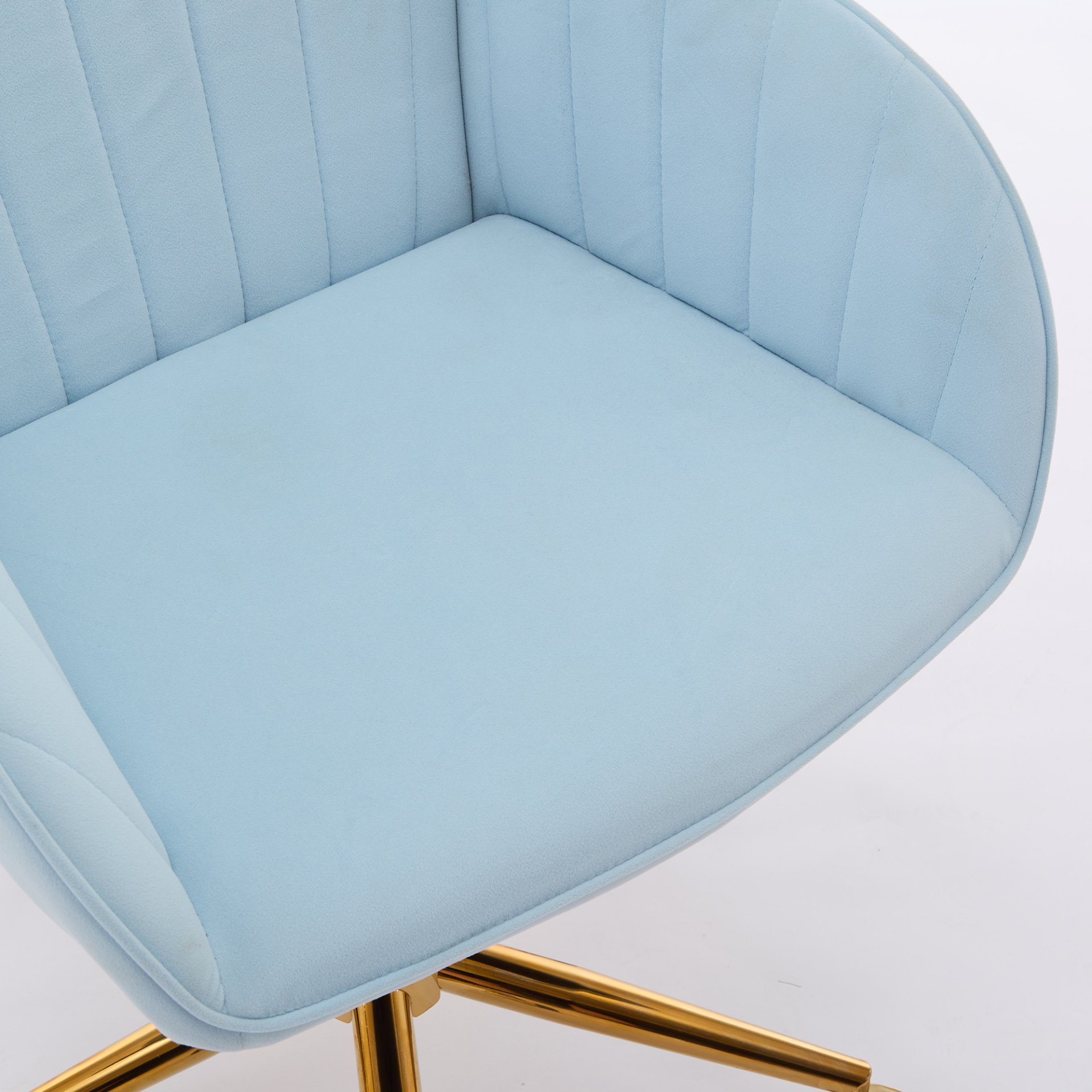 Adjustable Office Chair, Ergonomic Swivel Chair With Golden Base, Comfortable For Long Sitting - Baby Blue - Image 7